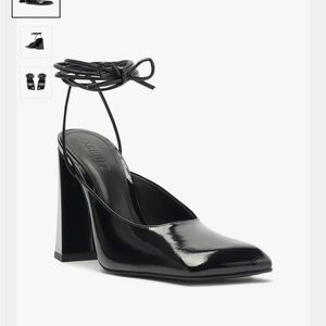 SCHUTZ RYLIE PATENT LEATHER  Black Lace-Up mules heels